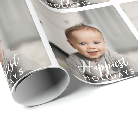 Papier Cadeau Photo de bébé Happiest Holidays Custom (Coin rond)
