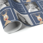 Papier Cadeau Photo de Cartoon Reindeer avec Joyeux Noël (Coin rond)