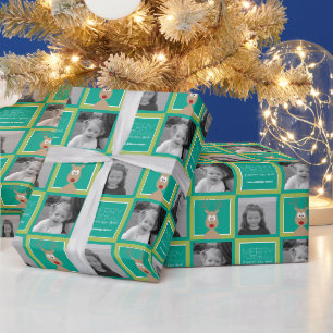 Papier Cadeau Photo de Cartoon Reindeer avec Joyeux Noël