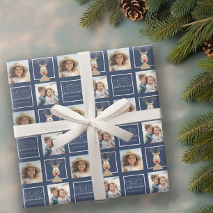 Papier Cadeau Photo de Cartoon Reindeer avec Joyeux Noël