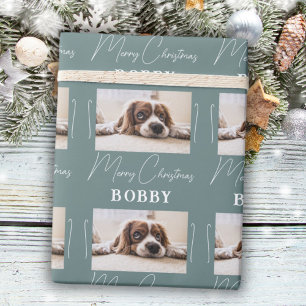 Papier Cadeau Photo de chien Minimaliste Joyeux Noël Animal