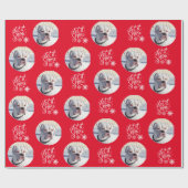 Papier Cadeau Photo de chien personnalisé rouge (Plat)