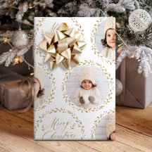 Photo de famille Joyeux Noël écriture moderne or 6