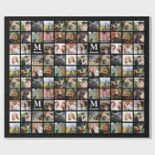Papier Cadeau Photo de famille moderne 24 Collage avec initiale  (Plat)