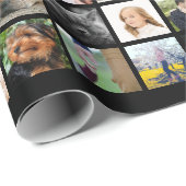 Papier Cadeau Photo de famille moderne 24 Collage avec initiale  (Coin rond)