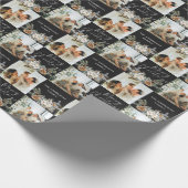 Papier Cadeau Photo de famille moderne noir élégant Joyeux Noël (Coin)