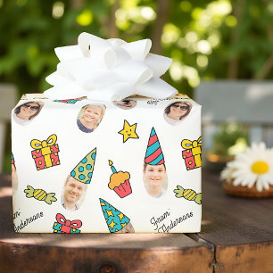 Papier Cadeau Photo de joyeux anniversaire moderne mignon drôle
