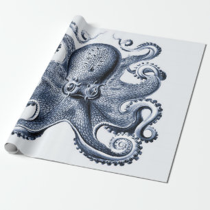 Papier Cadeau Photo de la marine Blue Octopus par Ernst Haeckel