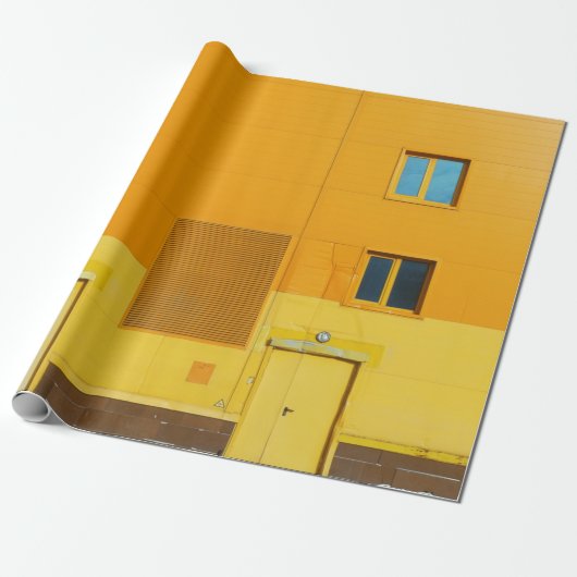 PAPIER CADEAU PHOTO DE MUR PEINT JAUNE ET BLANC (Déroulé)