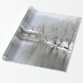 Papier Cadeau Photo de neige du pont couvert (Déroulé)