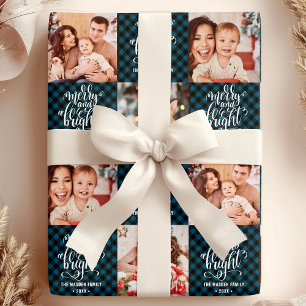 Papier Cadeau Photo de Noël Buffalo Plaid Merry And Bright
