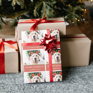 Papier Cadeau Photo de Noël de chien Joyeux Pawlidays