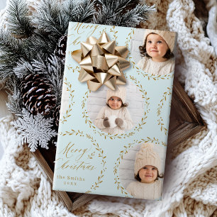 Papier Cadeau Photo de Noël de famille écriture moderne bleue Me
