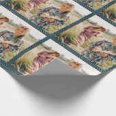 Papier Cadeau Photo de Noël Géométrique Bleu (Coin)