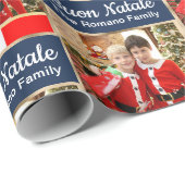 Papier Cadeau Photo de Noël italienne Buon Natale (Coin rond)