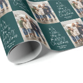 Papier Cadeau Photo de Noël noir turquoise (Coin rond)