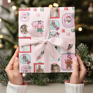 Papier Cadeau Photo de Noël personnalisée Fa La La