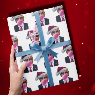 Papier Cadeau Photo de Trump Trump soufflant du Bubble Gum Noë