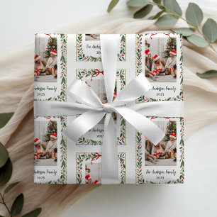 Papier Cadeau Photo de verdure de Noël élégante classique