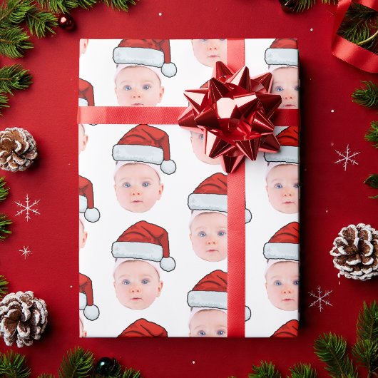 Papier Cadeau Photo de visage de bébé personnalisé Noël du Père