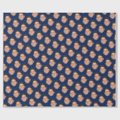 Papier Cadeau Photo de visage ou d'animal de compagnie Navy Papi (Plat)