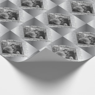 Papier Cadeau Photo du 25e anniversaire du Mariage Custom Blck a