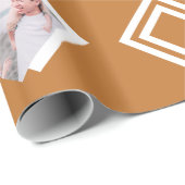 Papier Cadeau Photo géométrique Or moderne Noël (Coin rond)