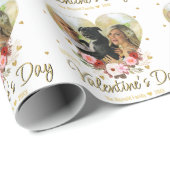 Papier Cadeau Photo Heart Gold Valentine's Day Parties scintilla (Coin rond)