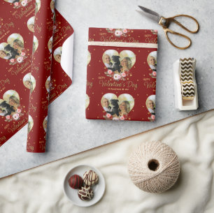 Papier Cadeau Photo Heart Gold Valentine's Day Parties scintilla