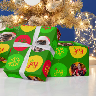 Papier Cadeau Photo jaune verte rouge de Noël de motif de