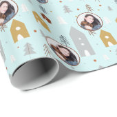 Papier Cadeau Photo Joli Noël amusant (Coin rond)