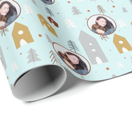 Papier Cadeau Photo Joli Noël amusant (Coin rond)