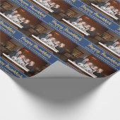 Papier Cadeau Photo minimal de la famille Hanoukka heureuse (Coin)