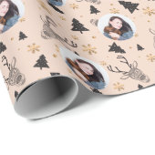 Papier Cadeau Photo mûre moderne Noël (Coin rond)