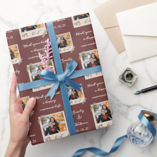 Papier Cadeau Photo/Nom/Date Personnalisée Mariée Et Mariage De 