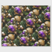 Papier Cadeau Photo ornement violet et or (Plat)