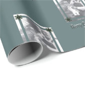 Papier Cadeau Photo papa et enfant Joyeux Noël Papa Vert (Coin rond)