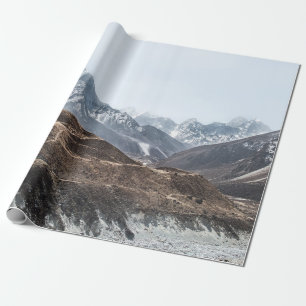 PAPIER CADEAU PHOTO PAYSAGE DES MONTAGNES SOUS NUAGES BLANCS