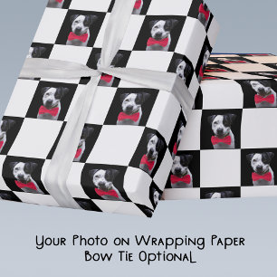 Papier Cadeau Photo personnalisée avec Cravate Bow rouge noir bl