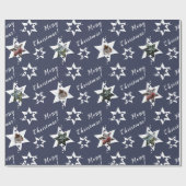 Papier Cadeau Photo personnalisée étoilé Noël violet (Plat)