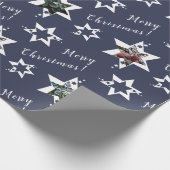 Papier Cadeau Photo personnalisée étoilé Noël violet (Coin)
