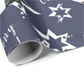 Papier Cadeau Photo personnalisée étoilé Noël violet (Coin rond)