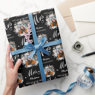 Papier Cadeau Photo personnalisée Fête des mariées d'aquarelle f