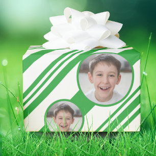 Papier Cadeau Photo personnalisée Logo Vert et Blanc
