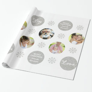 Papier Cadeau Photo personnalisée Parties scintillant argent Re