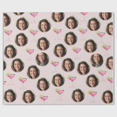 Papier Cadeau Photo personnalisée sur visage & cocktail | Rose p (Plat)