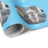 Papier Cadeau Photo personnalisée Texte de deux lignes personnal (Coin rond)