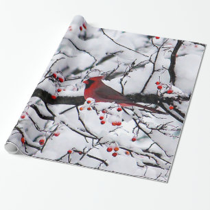 Papier Cadeau Photo Red Cardinal Snow Tree