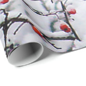 Papier Cadeau Photo Red Cardinal Snow Tree (Coin rond)