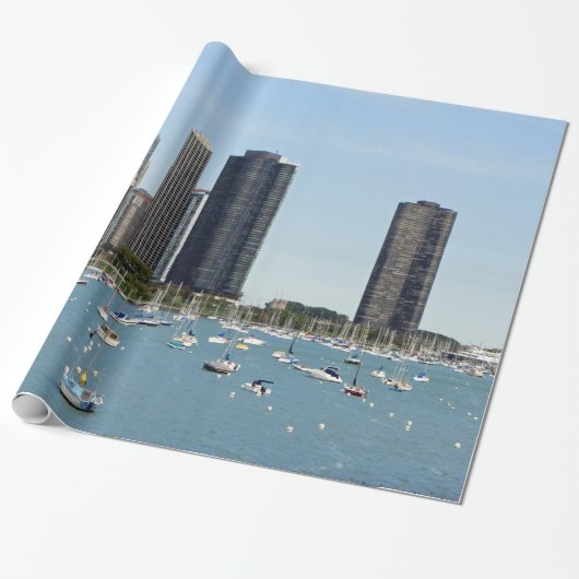 Papier Cadeau Photo Skyfront de Chicago (Déroulé)